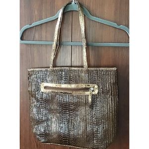 Brown and Gold Snakeskin Shoulder Bag NWOT
